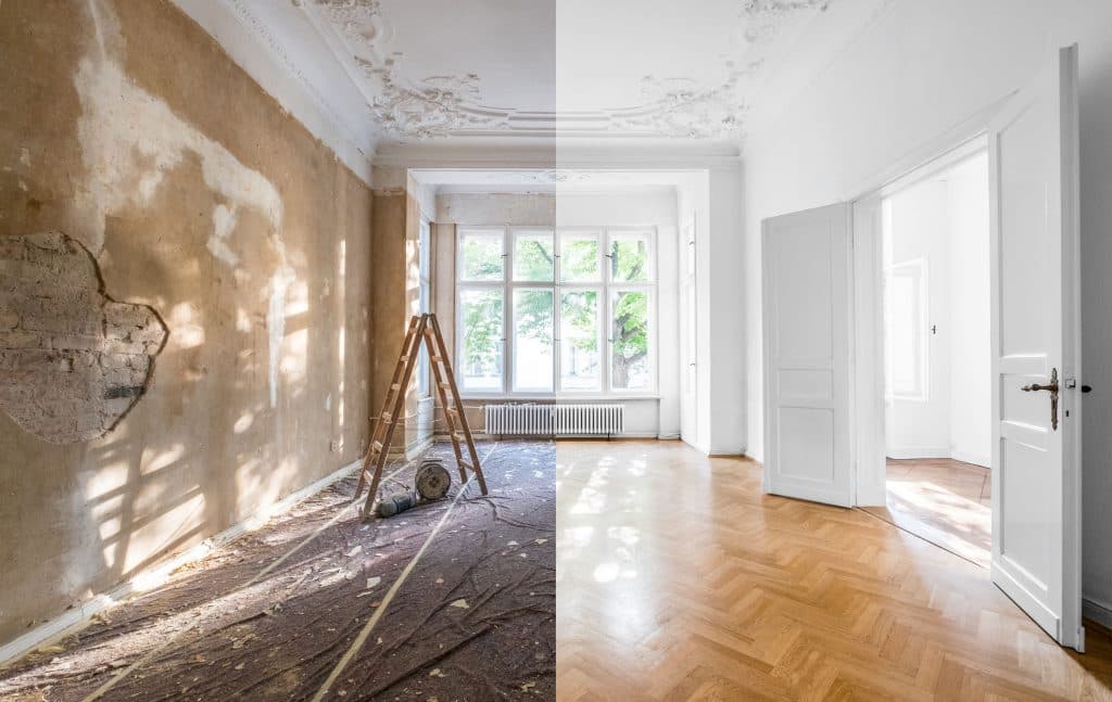 Ausbesserungs- und Renovierungsanstriche in einer Wohnung